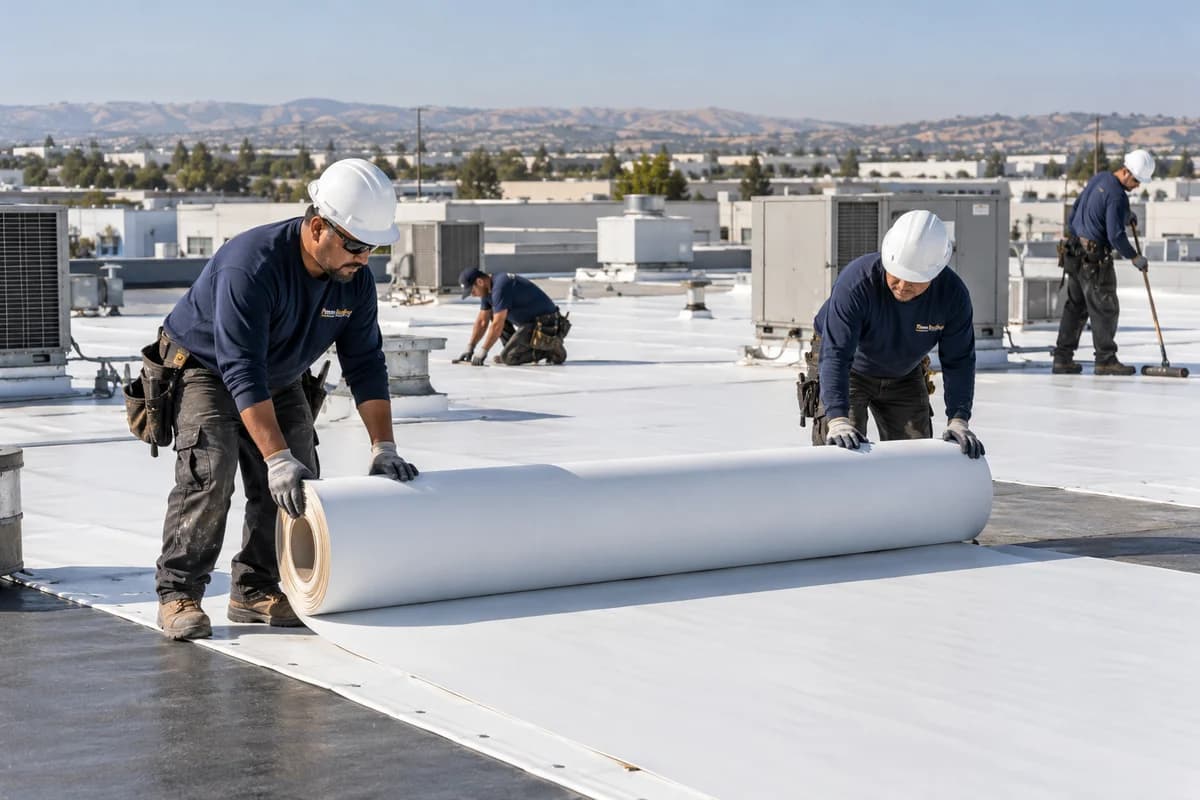 Commercial Roofing: a roofer at work