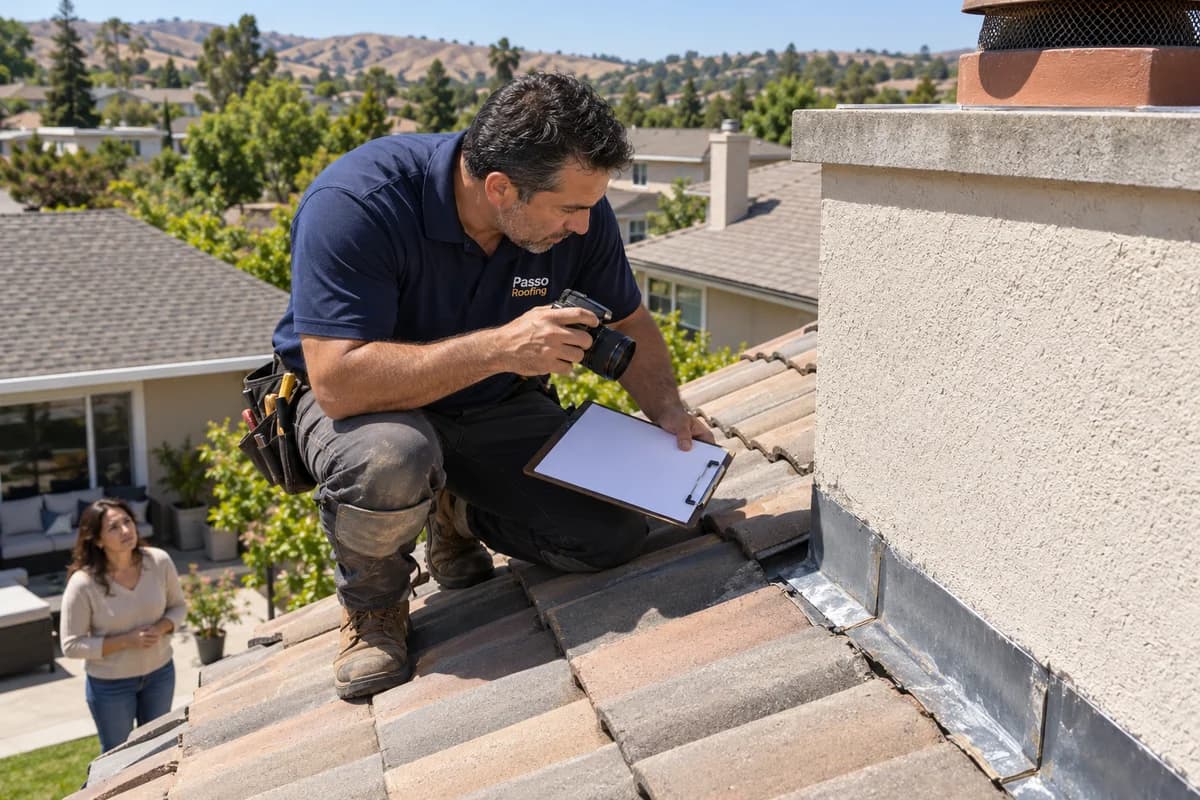 Roof Inspection: a roofer at work