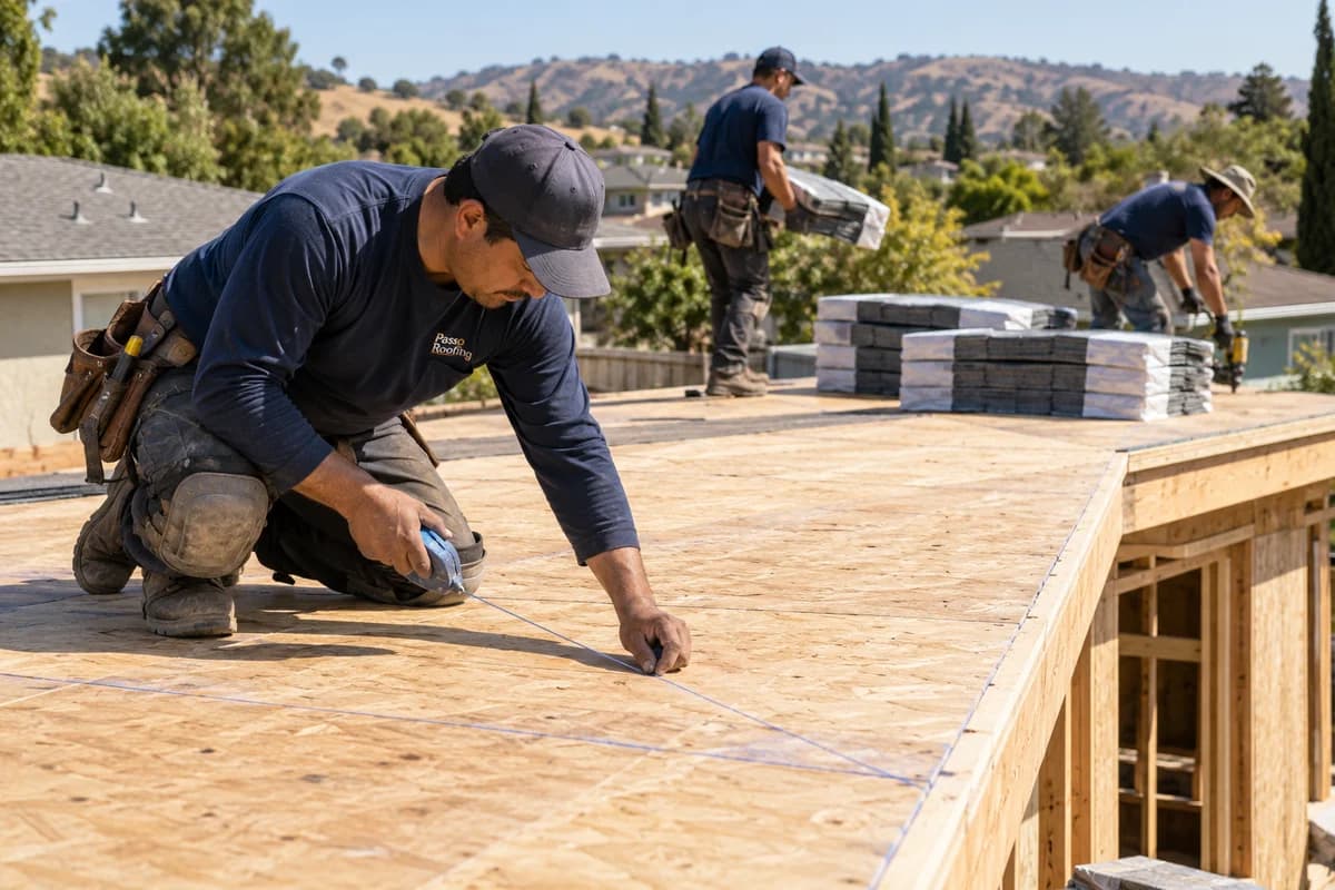 New Roof Installation: a roofer at work