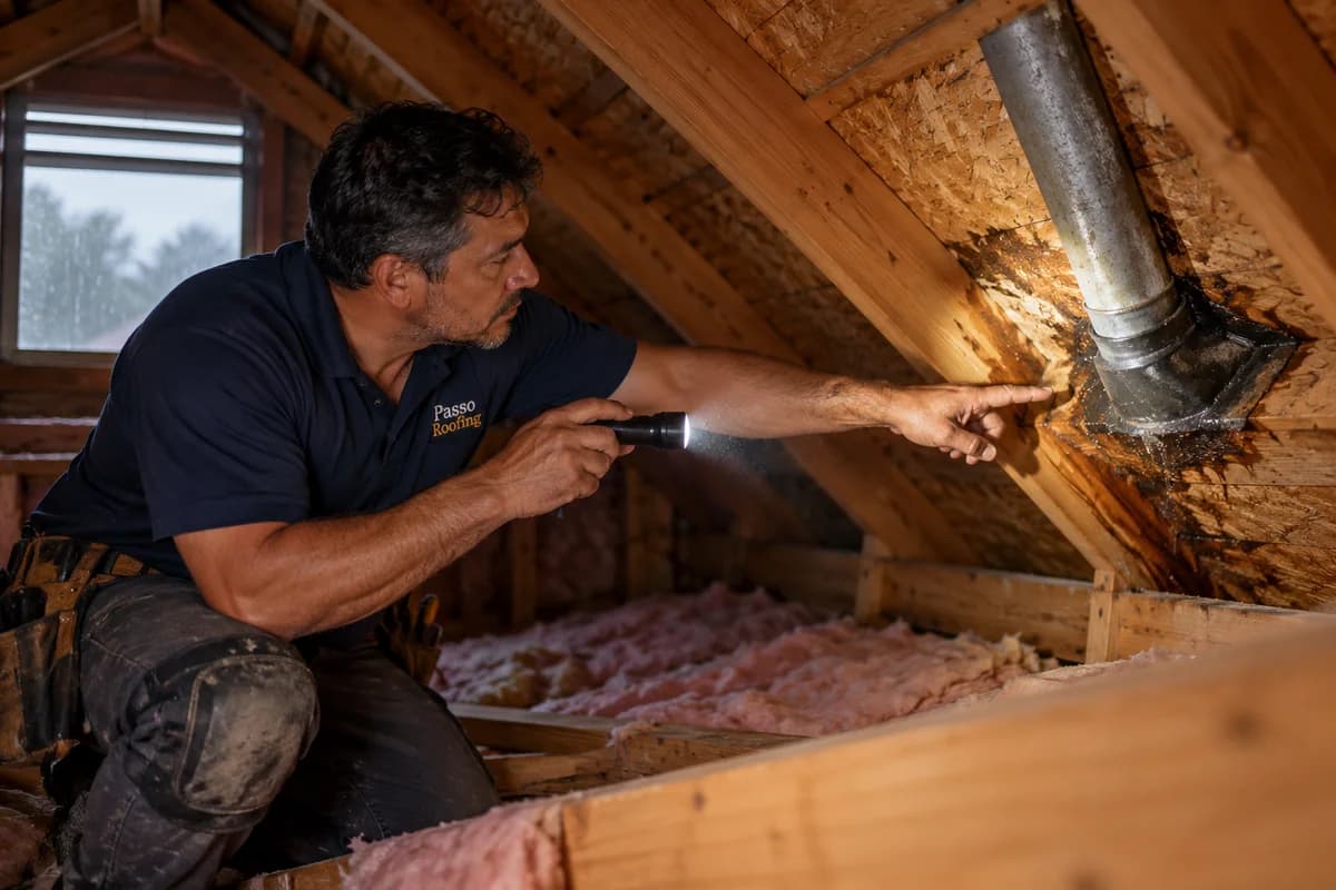 Roof Leak Repair: a roofer at work