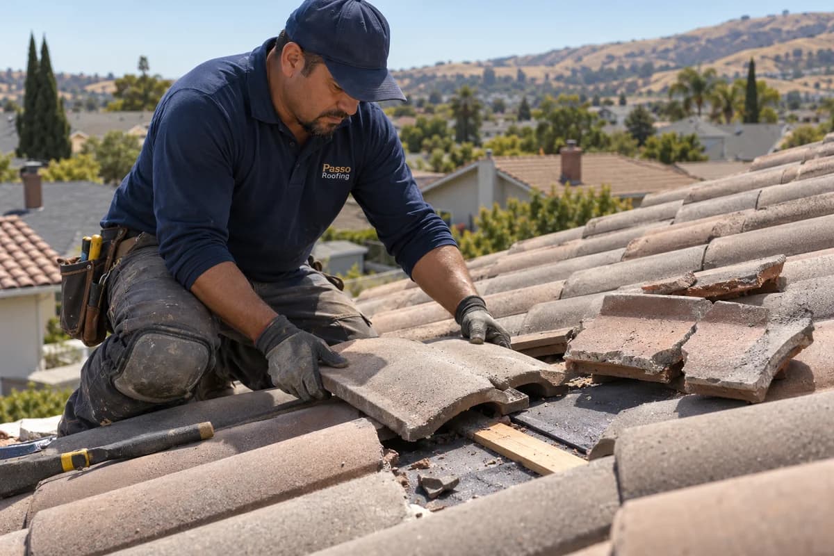Roof Repair: a roofer at work