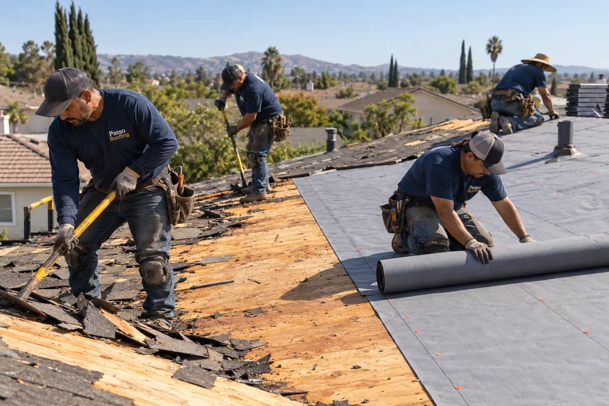 Roof Replacement: a roofer at work