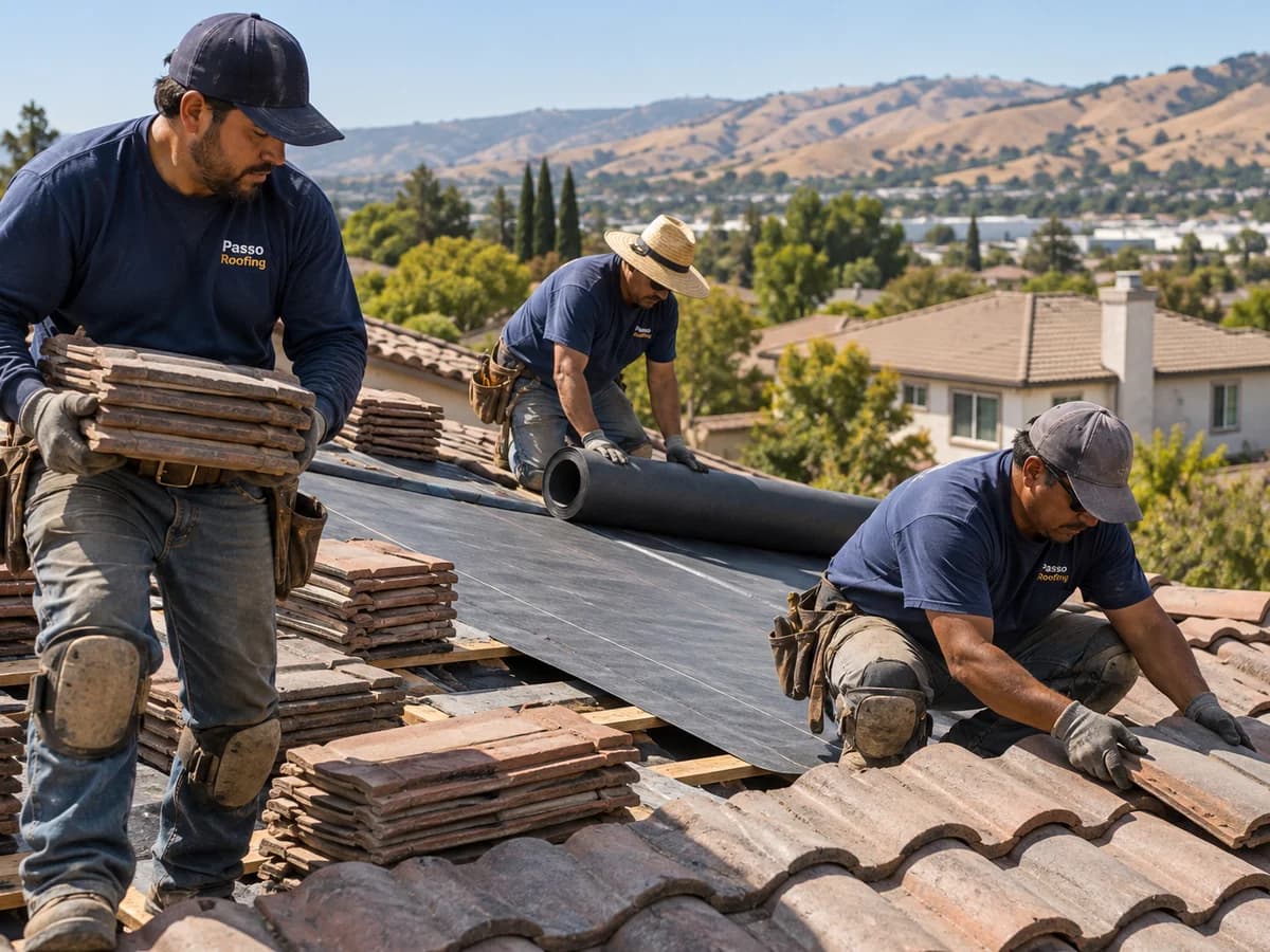 Field crew on a tile re-lay