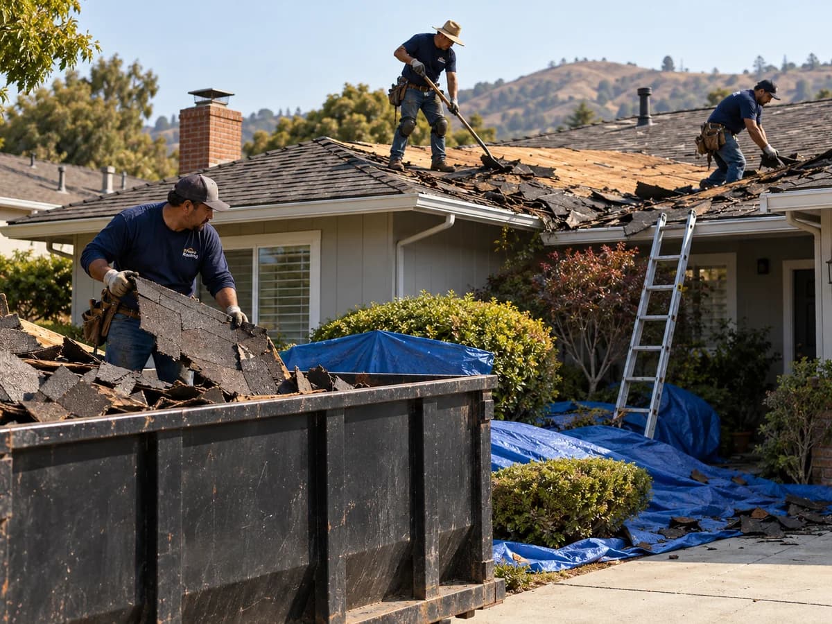Tear-off day on a composition roof